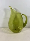 Blenko Light Green 12 3/4" high Blown Glass Pitcher with Applied Handle
