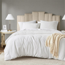 Waffle Weave Duvet Cover Queen Size - 3 Pieces Soft Breathable Bedding Set for A