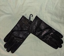 Black Genuine Leather Gloves Size Medium - excellent Condition