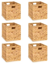 13x13x13 Wicker Storage Cubes, Water Hyacinth Storage Baskets, Set of 6 Colla...