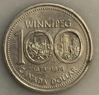 1974 Canada Dollar - 100th Anniversary Winnipeg - XF - Extremely Fine
