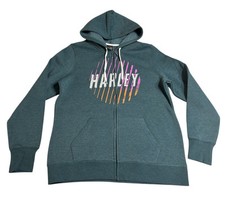 Harley Davidson Motorcycles Teal Hoodie Full Zip Sweatshirt Adult Unisex Large L