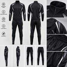 Men's Black Tracksuit Set Athletic Sportswear Jacket Pants Wholesale Bulk