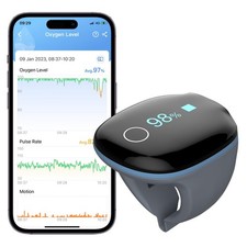 Wellue O2Ring Oxygen Monitor with Vibration Reminder -Bluetooth O2 Pulse Oxim...