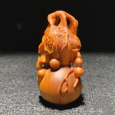 Taihang Burl Wood Carved Gourd Pendant Five Blessings Handheld Amulet Art Piece