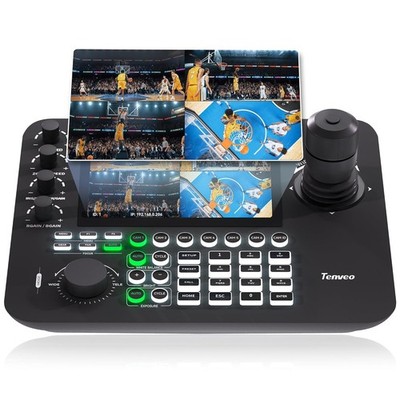 Tenveo NDI PTZ Camera 4D Joystick Controller, 7   LCD Quad-Screen Live Preview