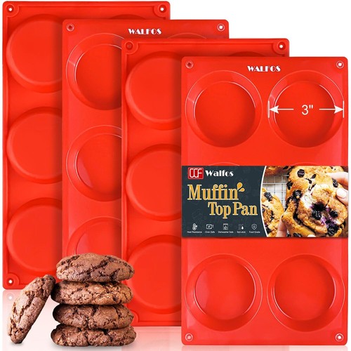Silicone Whoopie Pie Baking Pans, Non-Stick Muffin Top Pan Set of 4. Food and...