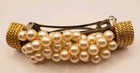 1980s Cream And Gold Hair Clip Labeled Leather Shop 3.5 Inches — photo 2