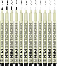 Micro-Pen Fineliner Ink Pens, 12 Pack Black Micro Fine Point Drawing Pens Wat...