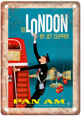Vintage FINE Aaron PanAm London Travel Poster Retro Look Sign T1252