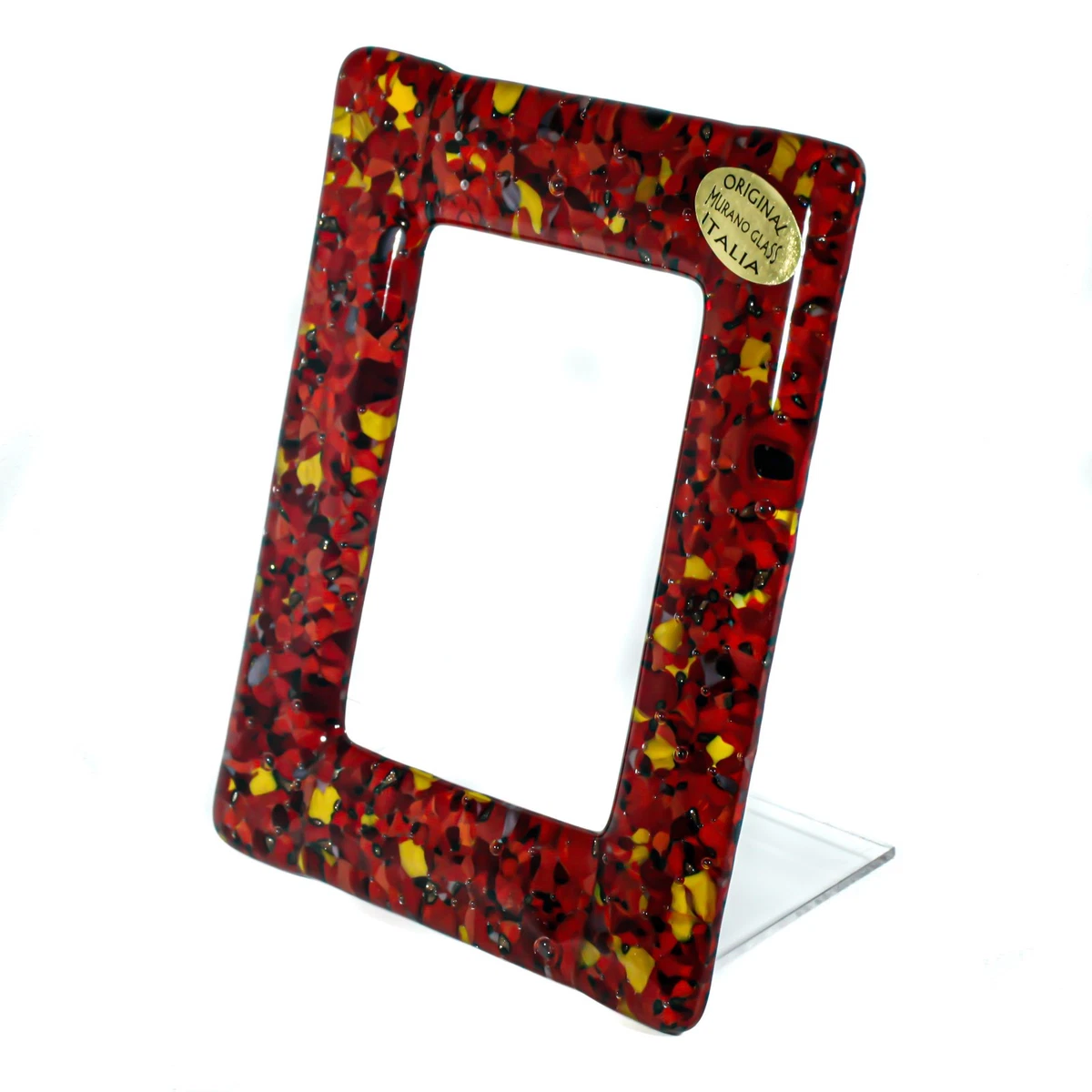 Cadre Photo En Verre Motif Vitraux - 22,5x18,5 Cm - État Quasi Neuf