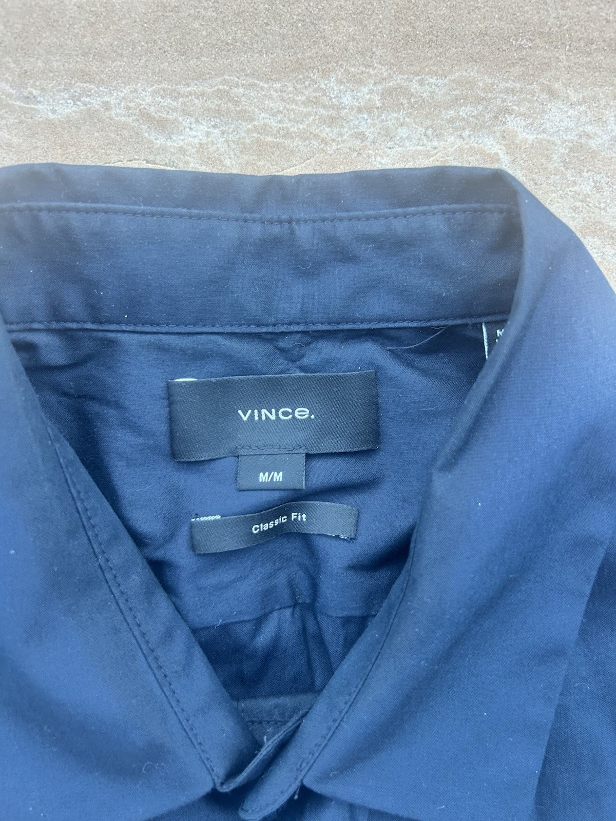 Vince Navy Solid Long Sleeve Button Down Size Med… - image 2