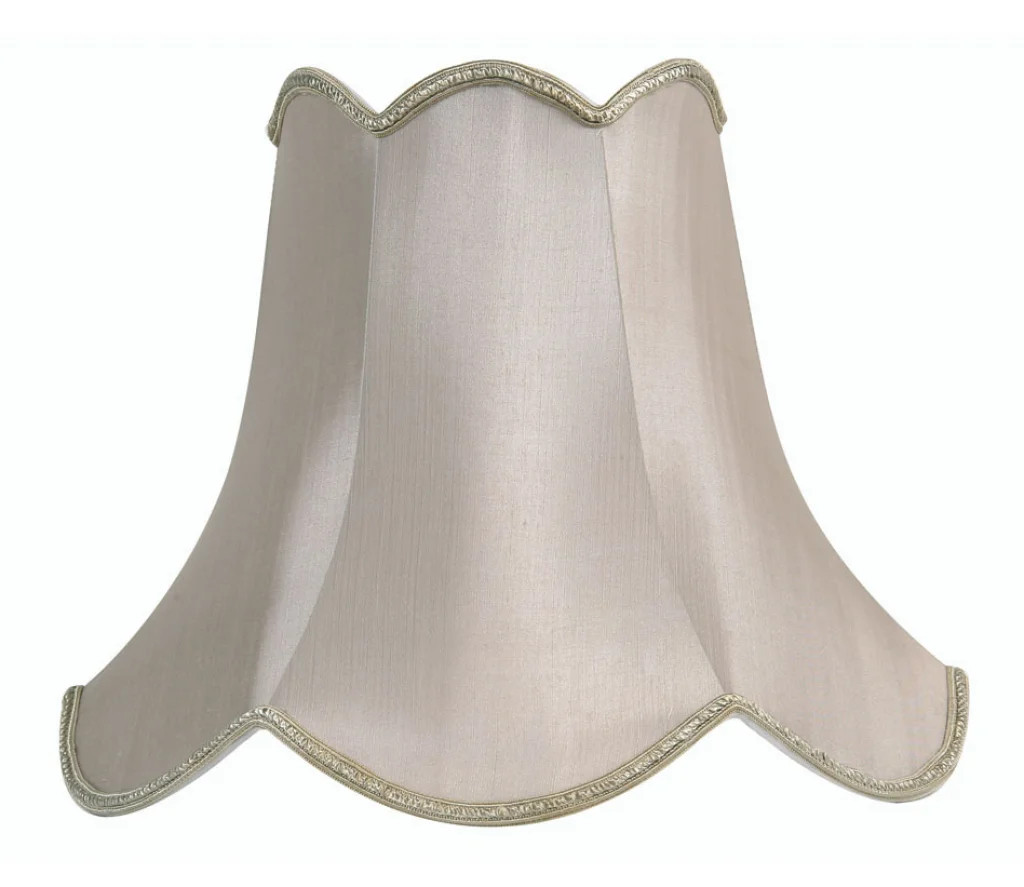 Lampshade Grey 22"" Scallopped Soft Faux Silk 570mm Oaks Lighting S701/20 SG