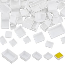 PH PandaHall 4 Sizes 120pcs Empty Watercolor Paint Pans White Plastic Pan...
