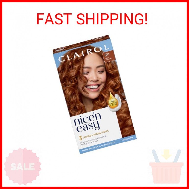 Clairol Nice'n Easy Permanent Hair Dye, 6R Light Auburn Hair