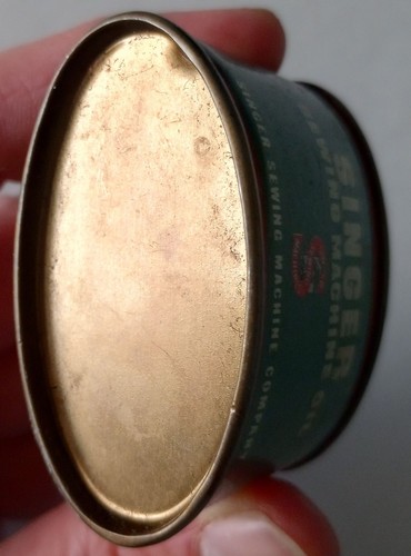 Vintage seltene Singer Nähmaschine oval Blei Top Öl Blechdose 1-1/3 oz - Bild 4 von 5