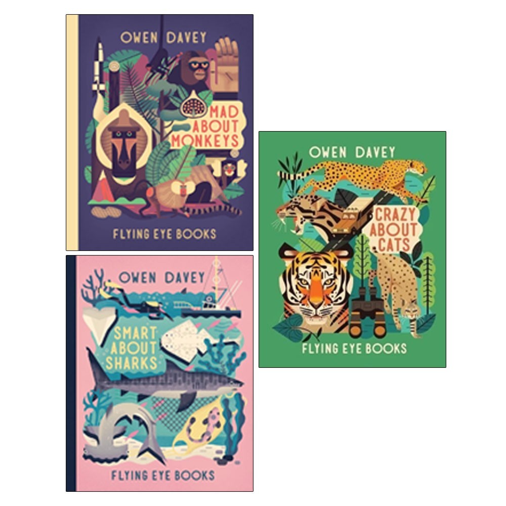 Animal Series Collection 3 Books Set by Owen Davey Mad About Monkeys,Crazy About