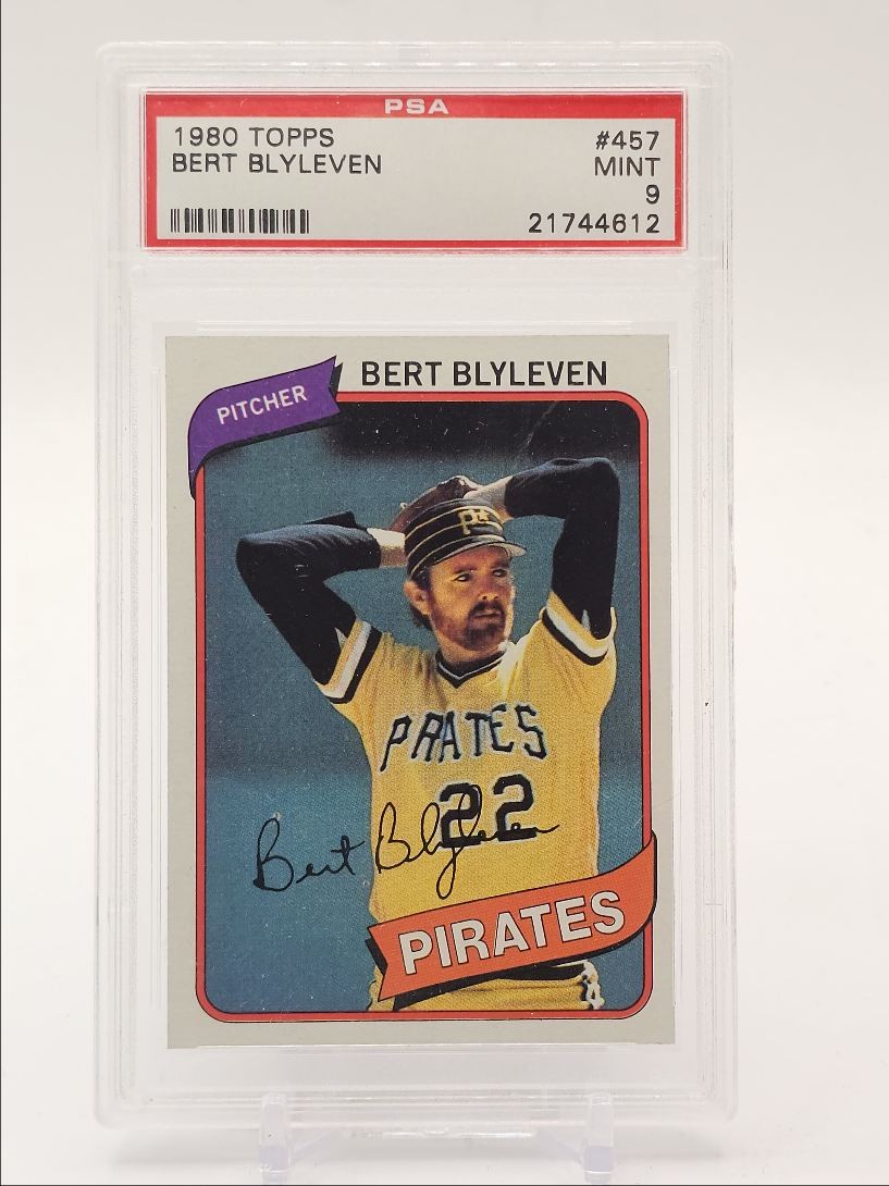 BERT BLYLEVEN 1980 TOPPS MLB BASEBALL PITTSBURGH PIRATES #457 PSA 9 Q6176