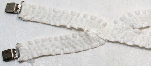 Vintage 1980s Girl's Suspenders Ruffle White Adjustable