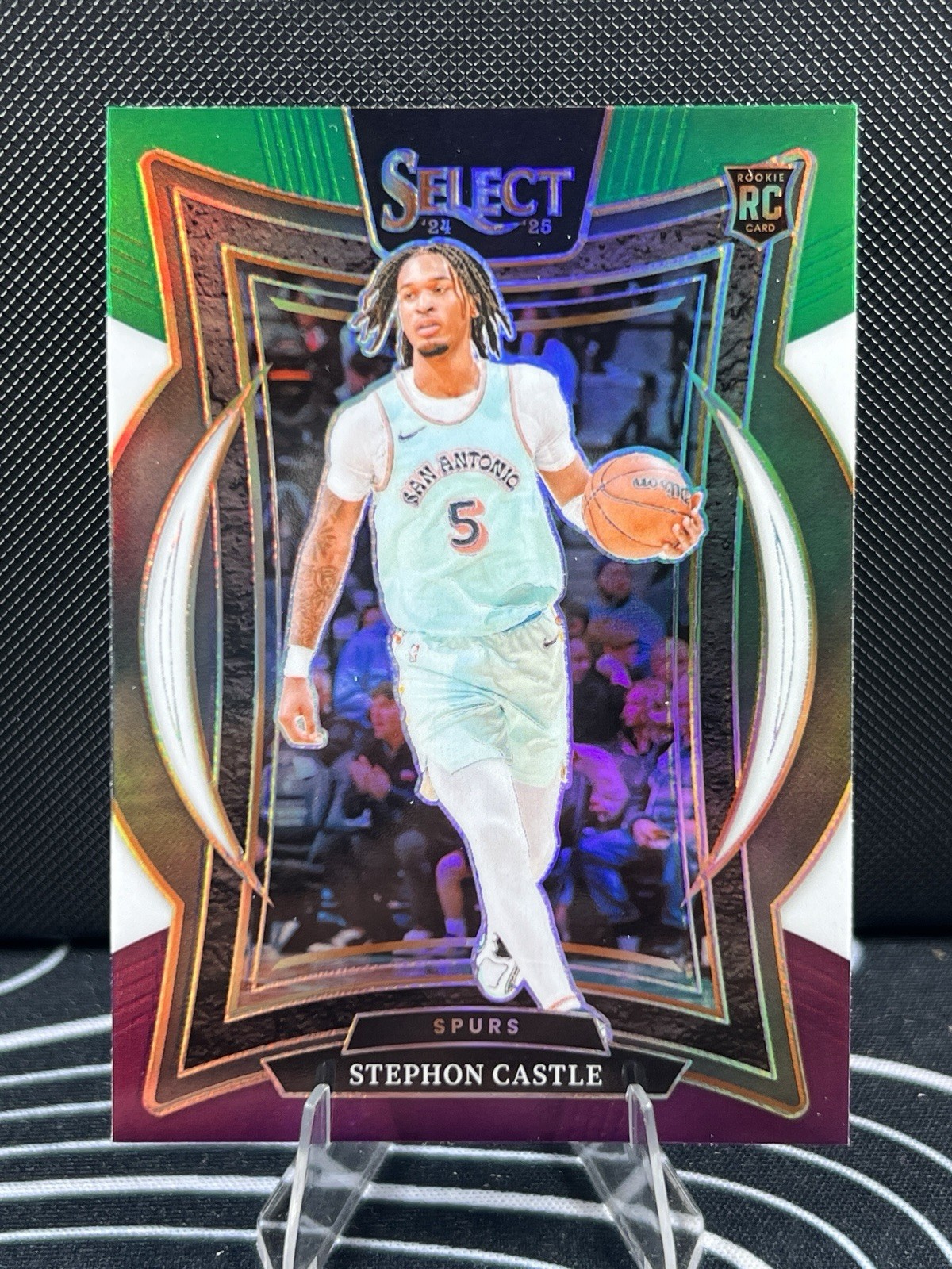 2024-25 Panini Select Stephon Castle #72 Green White Purple Prizm RC Spurs