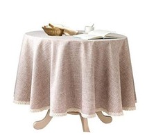 Linen Rustic Burlap Washable Tablecloth,Solid Heavy Weight 70 Inch Round 70inch