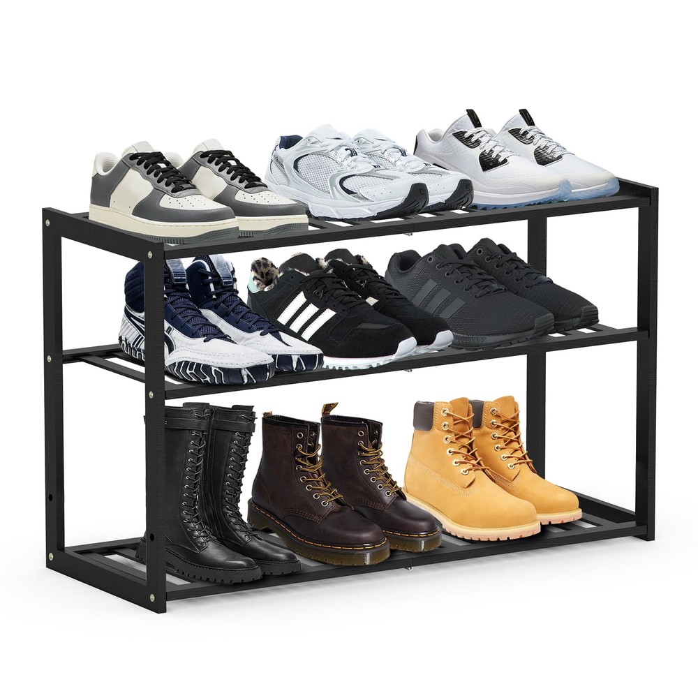Shoe Rack for Entryway, Stackable 3 Tier Shoe Organizer Shelf Storage 9-12 Pa...