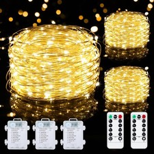 3 Pack 99ft Warm White Battery Operated Fairy Lights With Remote Control Indoor 3 Pack 99ft Warm White Battery Operated Fairy Lights With Remote Control Indoor