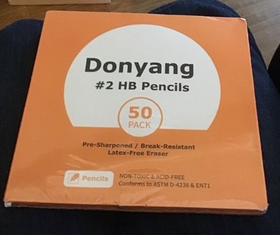 Donyang Pencils #2 (box of 50), Number 2 pencil, Pre-Sharpened Pencil W/eraser