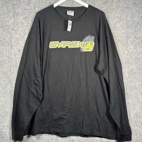 Vintage Y2K NWT Avirex Black Longsleeve Graphic T Shirt Mens Size 2XL 26x33