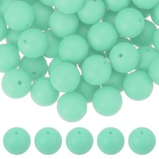 60Pcs Silicone Beads 15mm Bulk Beads for Keychain Making Mint Green,