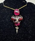 Georgian Garnet Rose Cut Diamond Fly Locket Pendant Necklace Antique Gold 1800 — photo 2