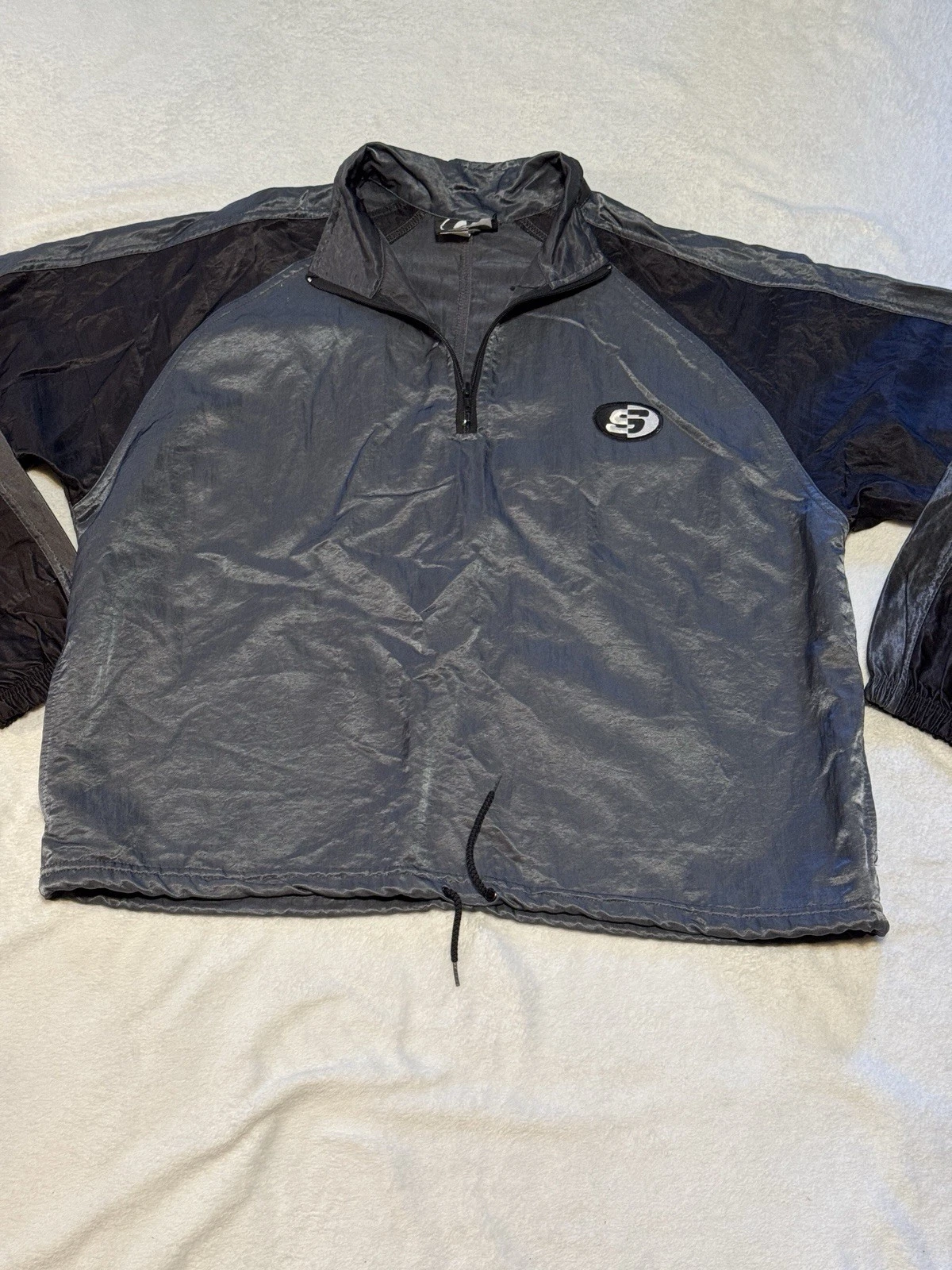 Vintage Surf Style Windbreaker L/XL USA 1/4 Zip Nylon Pullover Jacket FS-106