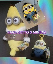 TRE Pupazzi peluche MINION BANANA + MINI + SQUISHY Cattivissimo Me nuovi