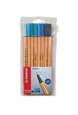 Stabilo Point 88 Fineliner Pen 0.4mm 8 Shades of Blue Color Set Wallet - Germany