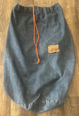 Vintage Levis Blue Dark Denim Wash Laundry Tote Book Bag Large DRAW STRING