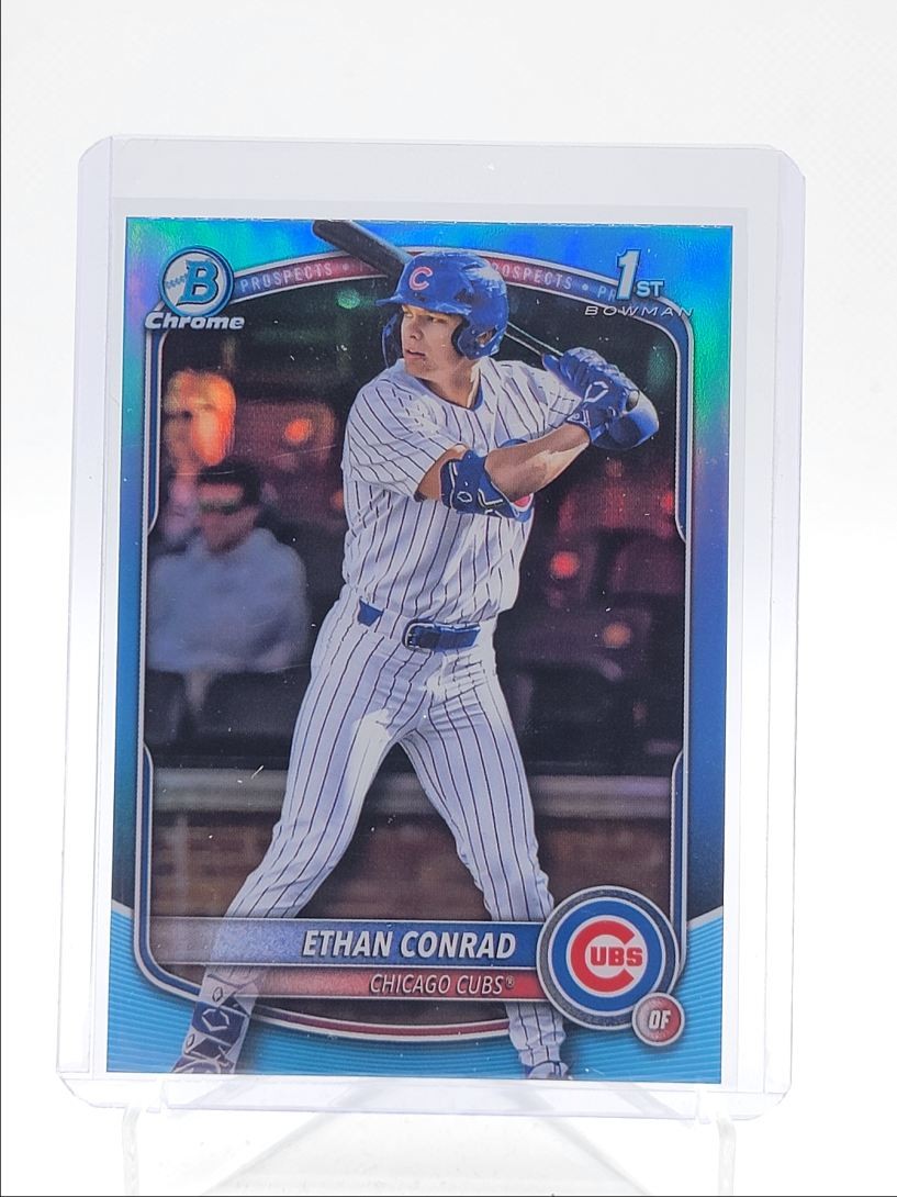 ETHAN CONRAD 2025 BOWMAN CHROME DRAFT 1ST SKY BLUE REFRACTOR CUBS Q4060
