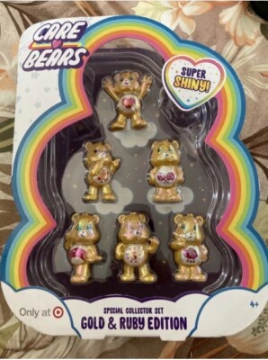Care Bears Super Shiny Gold & Ruby Edition Mini Figures 6-Pack Collectors Set