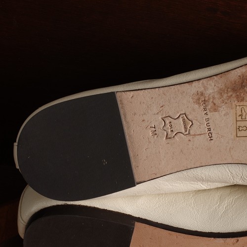 Tory Burch Flats Womens SZ 7M Ivory Eleanor Leather Slip On Ballet Casual Shoes - Picture 10 of 16