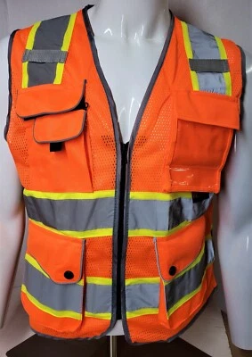 FX SAFETY VEST -Class 2 High Visibility Reflective Orange Safety Vest FXSV8