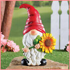 Gnome with Yellow Sunflower Garden Statue Figurine Sculpture Spring Yard Decor