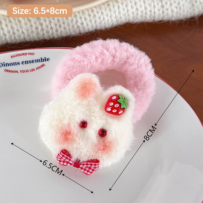 Lovely Plush Rabbit Scrunchies Sweet Hair Band Ponytail Holder Fluffy ...