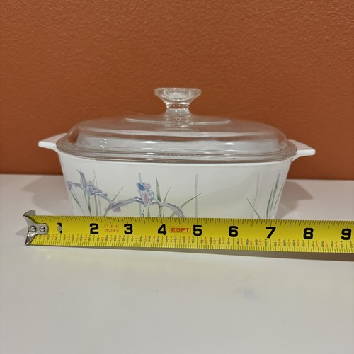 Vintage Corning Ware Shadow Iris A-2-B 2 Liter Casserole Dish w/ Pyrex A-9-C Lid - Picture 6 of 7