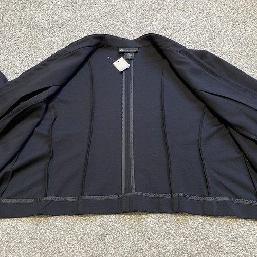 Lane Bryant 20 Black Sequins Jacket Cropped Knit Open Front Long Slv Stretch NEW - Picture 9 of 10