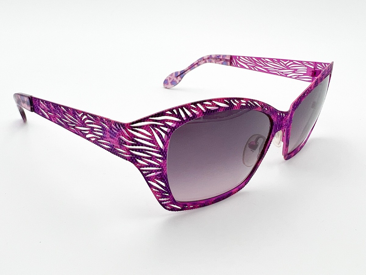 Jean Lafont Sunglasses OSTENDE 1021 Shiny Gray Tortoise Frames w/ Purple Lenses Jean Lafont Sunglasses BOND 019 Silver Orange Rectangle  main image 3