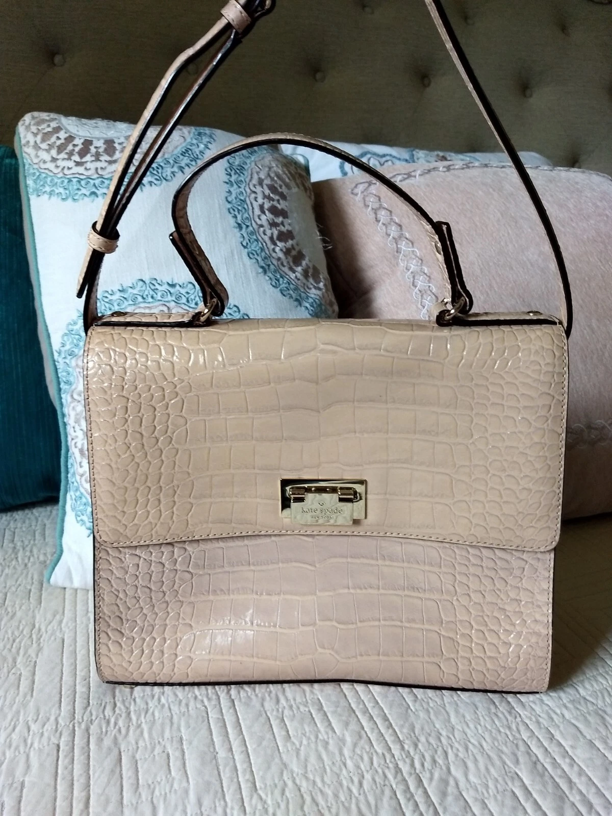 Borsa a tracolla KATE SPADE NEW YORK Knightsbridge lucida coccodrillo in rilievo Doris passero