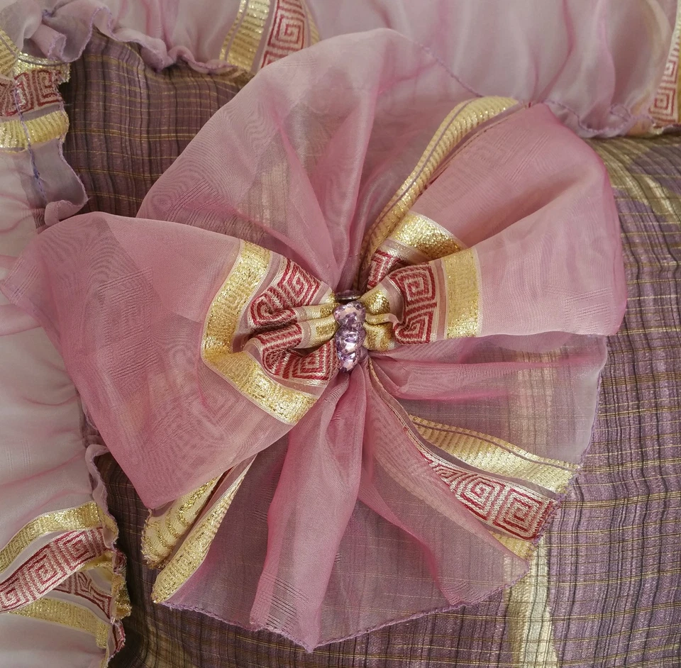 NUEVA FUNDA DE ALMOHADA de tela italiana hecha a mano rosa, oro lila pálido 20,9" X 20"  Foto 4 de 4