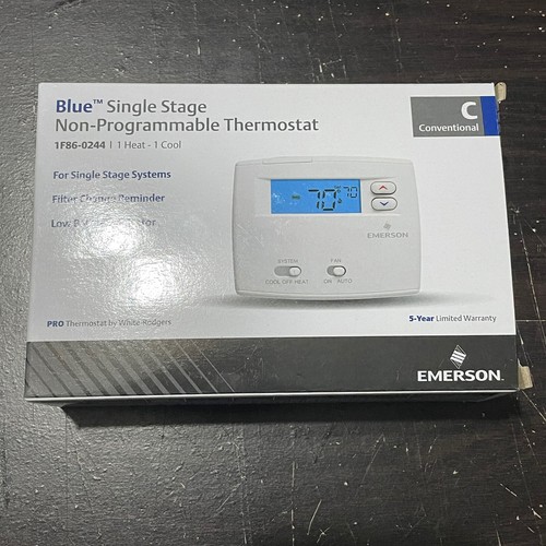 Emerson 1F860244 Blue Single Stage Thermostat NonProgrammable eBay