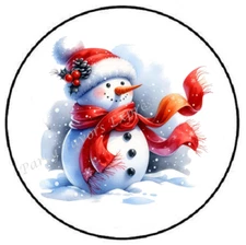 SNOWMAN RED SCARF CHRISTMAS WINTER ENVELOPE SEALS LABELS STICKERS PARTY FAVORS