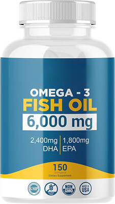 1Pack Omega 3 Fish Oil 6000 Mg with Maximum EPA DHA - Supports Brain,Liver Hot!