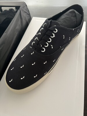 CELINE Elliott Low Lace canvas 38AW Black/ white Mens Size  display picture 2